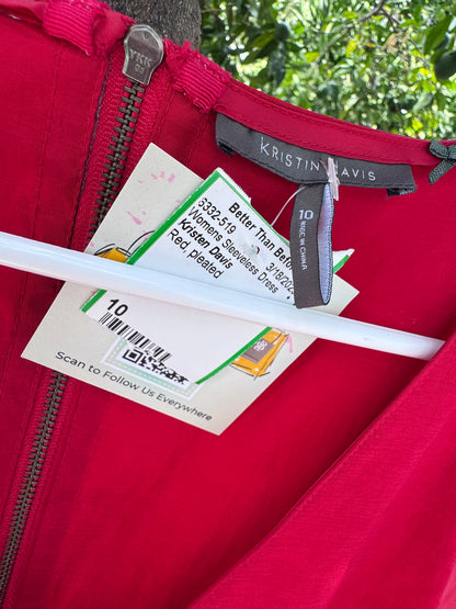 NEW Kristin Davis Red Sleeveless Pleated Dress – Size 10