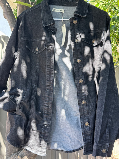 NEW Luvamia Black Denim Jacket Size Small