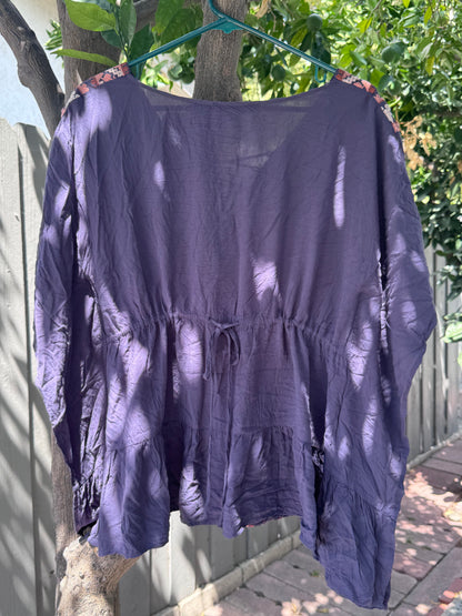 Andrée by Unit Boho Embroidered Tunic Lace Up Top Sz S