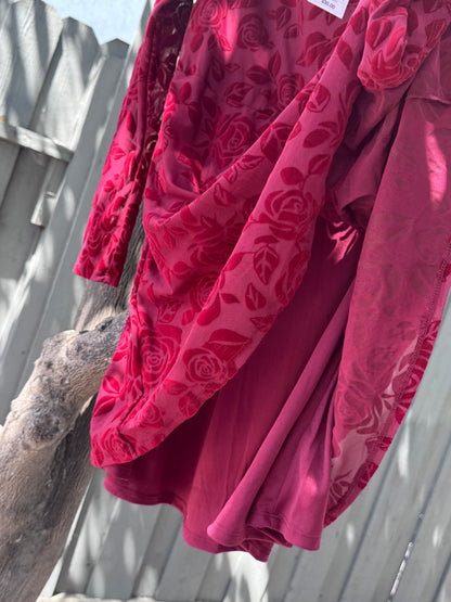 NEW Wild Fable Rose Velvet Floral Mesh Long Sleeve Dress Sz M