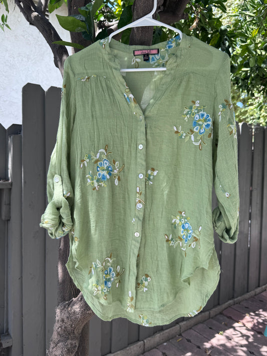 Olive Hill Embroidered Boho Blouse Sz S