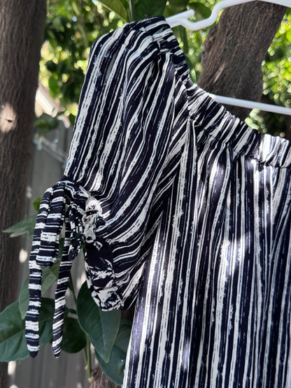 Xhilaration Navy Blue & White Off-Shoulder Boho Dress – Size M