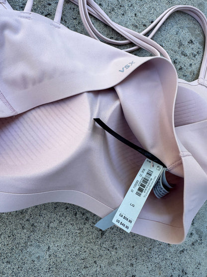 NEW Victoria’s Secret VSX Elevate Strappy-Back Sports Bra – Light Pink, Size L