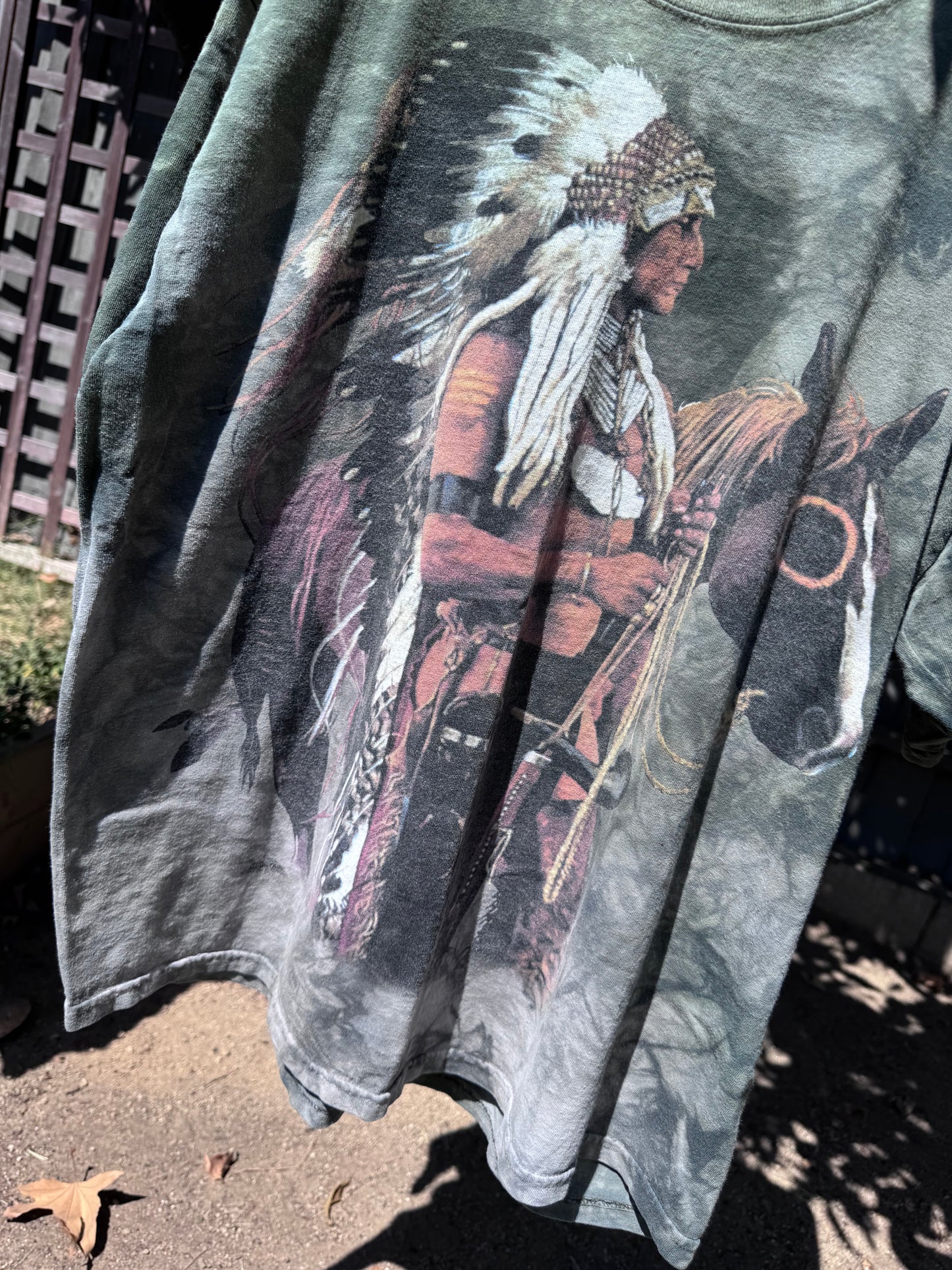 Vtg 1997 The Mountain Native American Horse & Chief Graphic Tee Sz XL