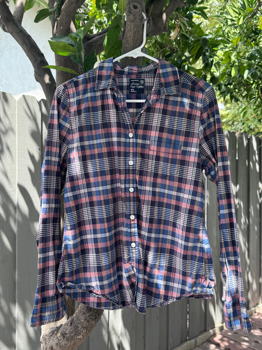American Eagle Outfitters Classic Prep Fit Plaid Button-Down Shirt Sz M