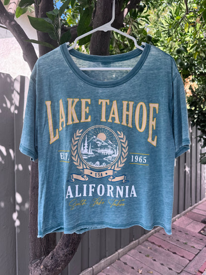 NEW Lake Tahoe California Graphic Crop Tee Size L