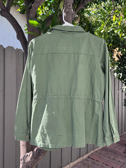 Allegra K Green Utility Jacket with Cat Patch Sz M