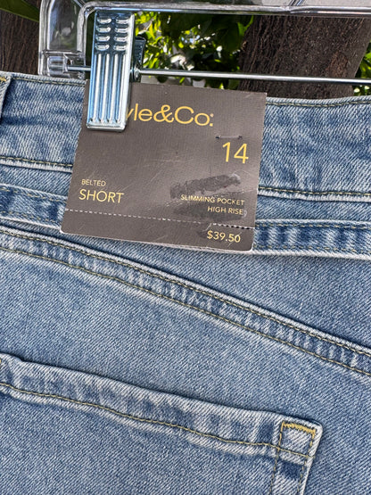 NEW Style & Co High Rise Belted Denim Shorts Women’s Sz 14