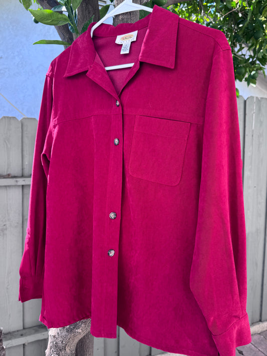 Talbots Petites Red Button-Down Blouse Sz S