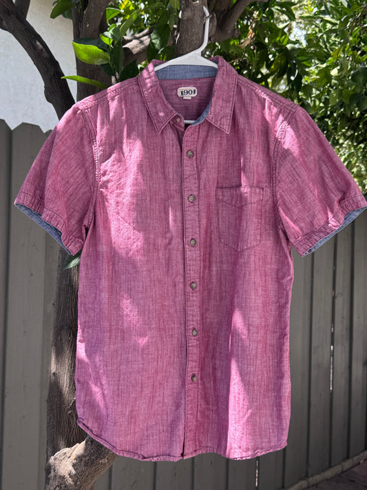 1901 Men’s Chambray Short Sleeve Button-Up Shirt Sz L