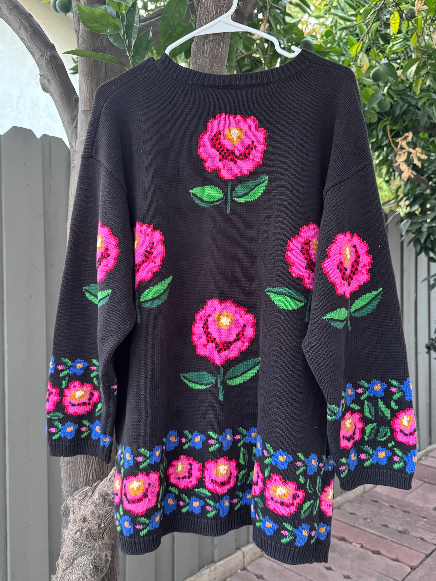 Vtg Adrienne Vittadini 80s-90s Oversized Floral Knit Pullover Sweater Sz 3 (2X)