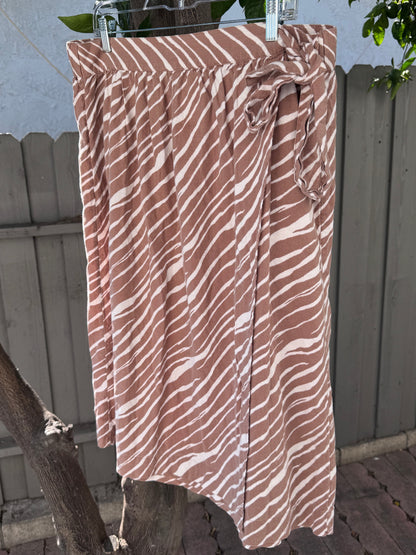 A New Day Zebra Print Brown & White Wrap Skirt Sz XL