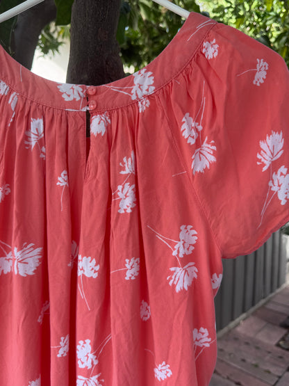 St. John’s Bay Coral Floral Peasant Top – Sz Petite L
