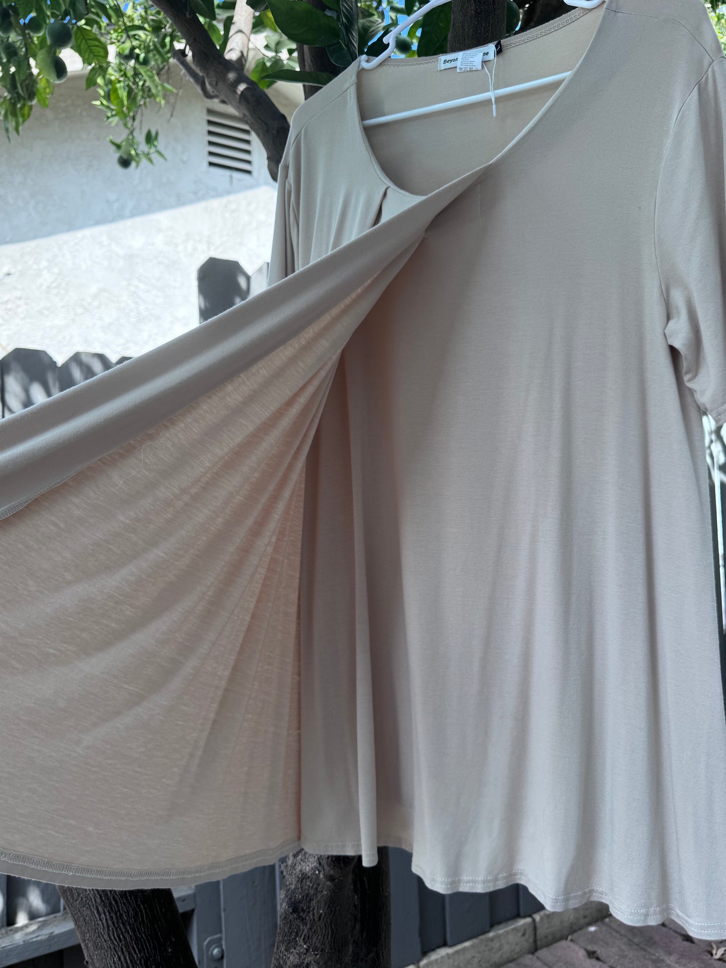 NEW Beyond This Plane Beige Pleated Swing Dress – Size L