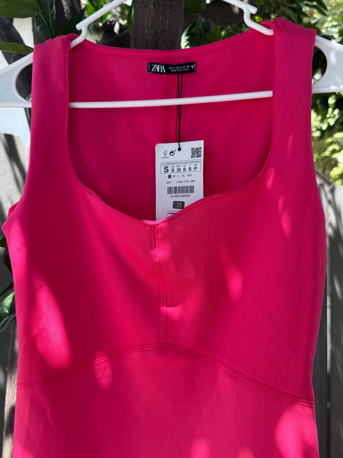 NEW Zara Hot Pink Body Con Dress Sz S