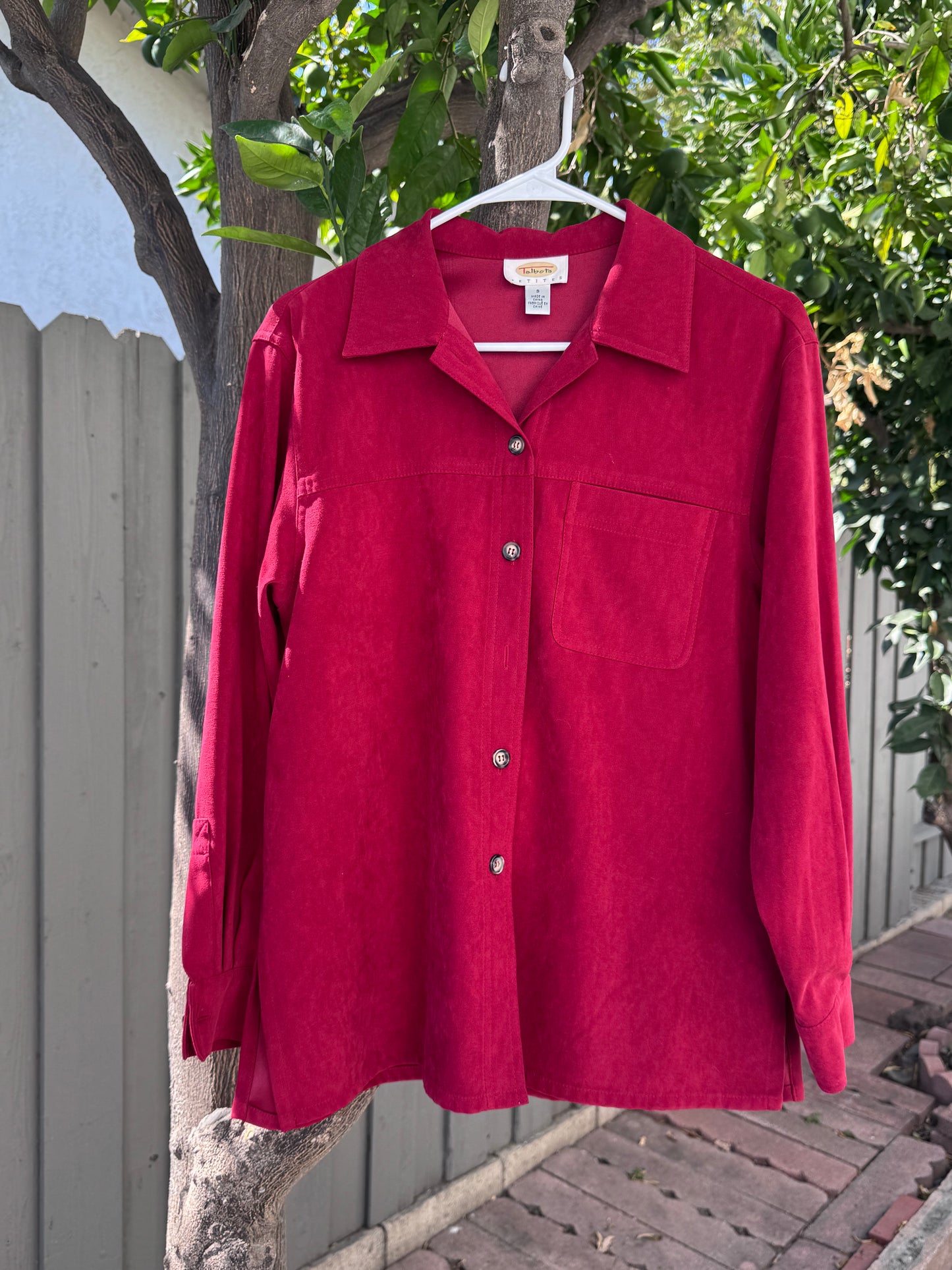 Talbots Petites Red Button-Down Blouse Sz S