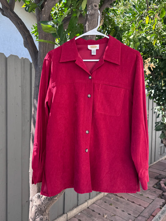 Talbots Petites Red Button-Down Blouse Sz S