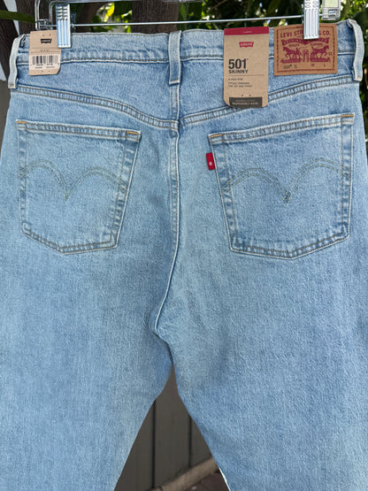 NEW Levi’s 501 Skinny High Rise Light Wash Jeans Women’s Sz 30x30