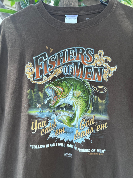 Early 2000’s Kerusso “Fishers of Men” Christian Graphic Tee Sz L