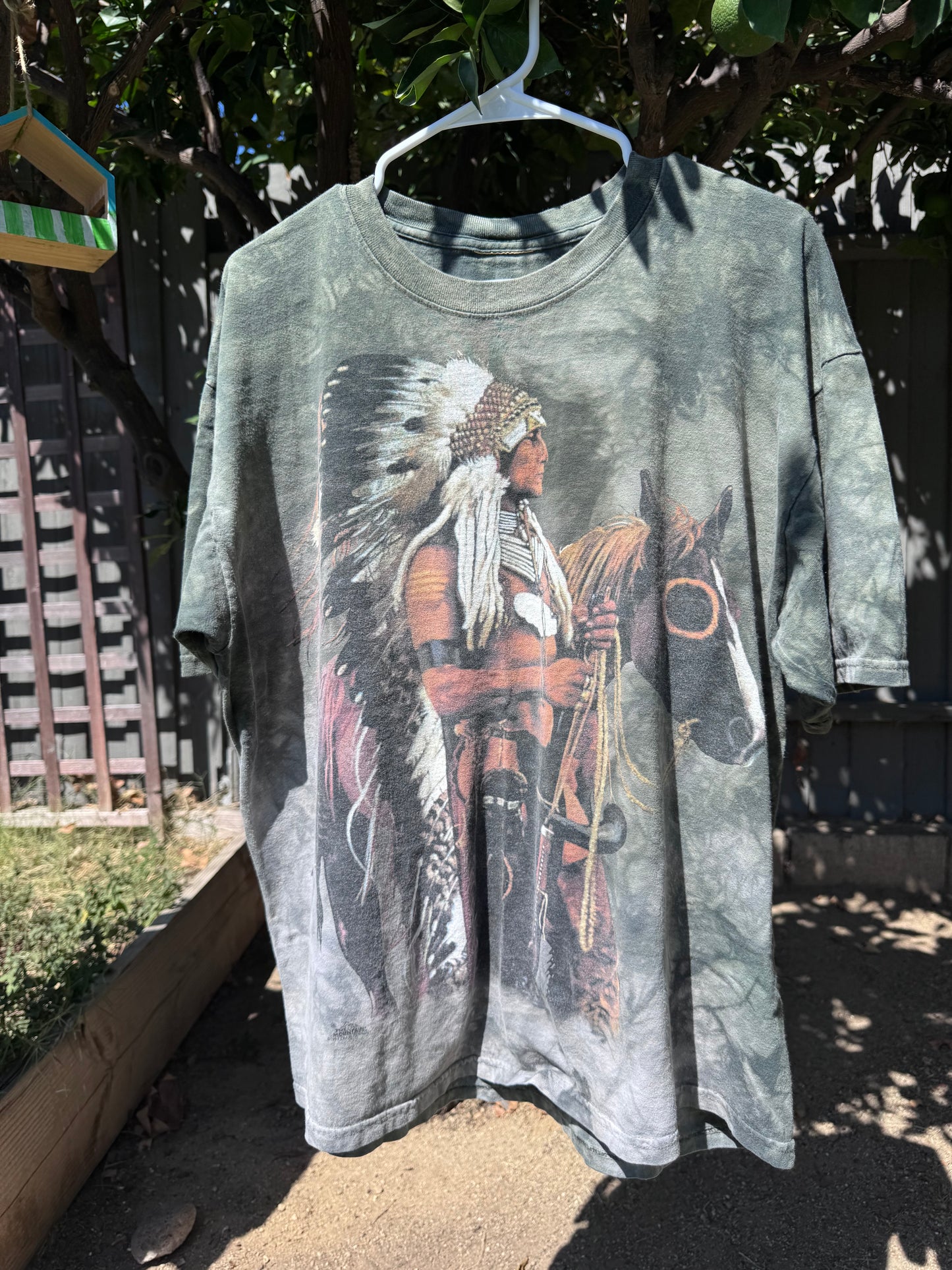 Vtg 1997 The Mountain Native American Horse & Chief Graphic Tee Sz XL