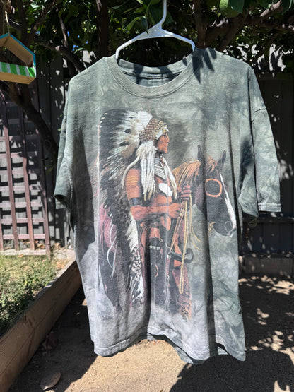 Vtg 1997 The Mountain Native American Horse & Chief Graphic Tee Sz XL
