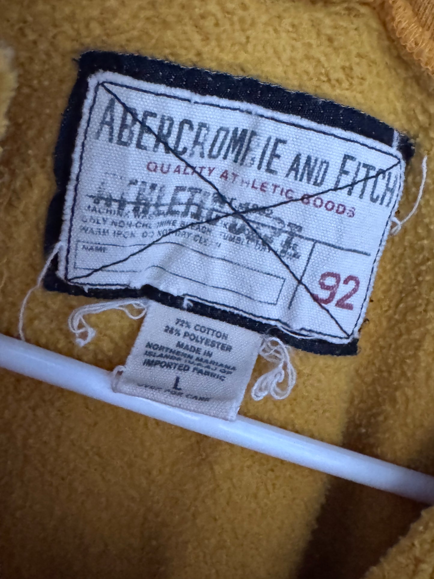 Vtg Abercrombie & Fitch Collegiate Hoodie “64” Mustard Yellow – Size L