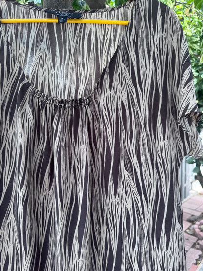 Y2k Dash by Kardashian Brown Abstract Print Blouse Size M