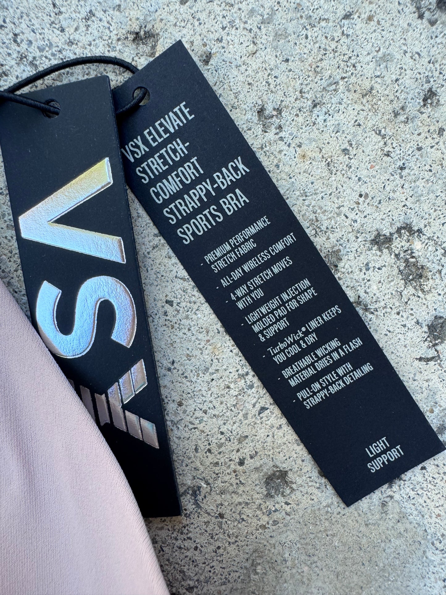 NEW Victoria’s Secret VSX Elevate Strappy-Back Sports Bra – Light Pink, Size L