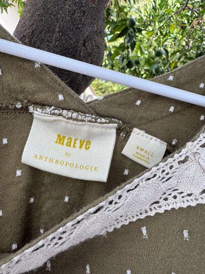 Maeve by Anthropologie Olive Lace Trim Blouse – Size Small