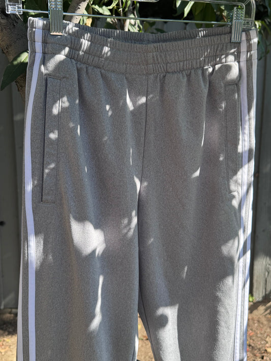 Adidas Gray Track Pants with White Stripes Sz S