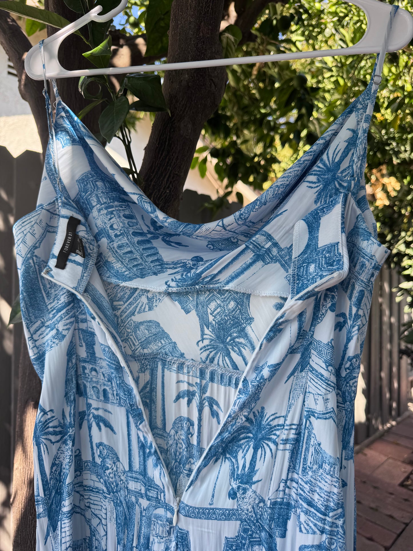 Forever 21 Blue & White Toile Print Slip Dress – Size XL