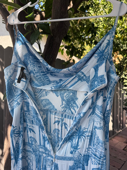 Forever 21 Blue & White Toile Print Slip Dress – Size XL