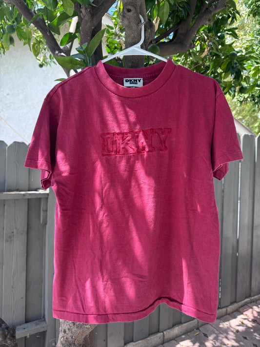 Vtg 90’s Single Stitch DKNY Jeans Burgundy Tee Sz M