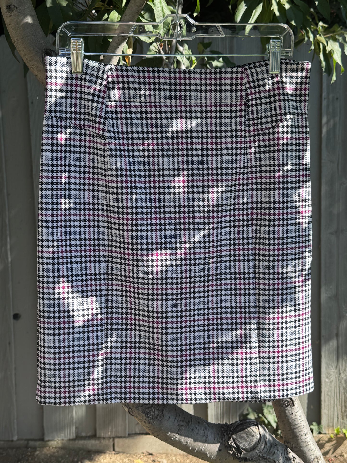 Michael Kors Plaid Pencil Skirt with Gold Zipper Sz M