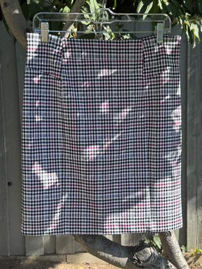 Michael Kors Plaid Pencil Skirt with Gold Zipper Sz M