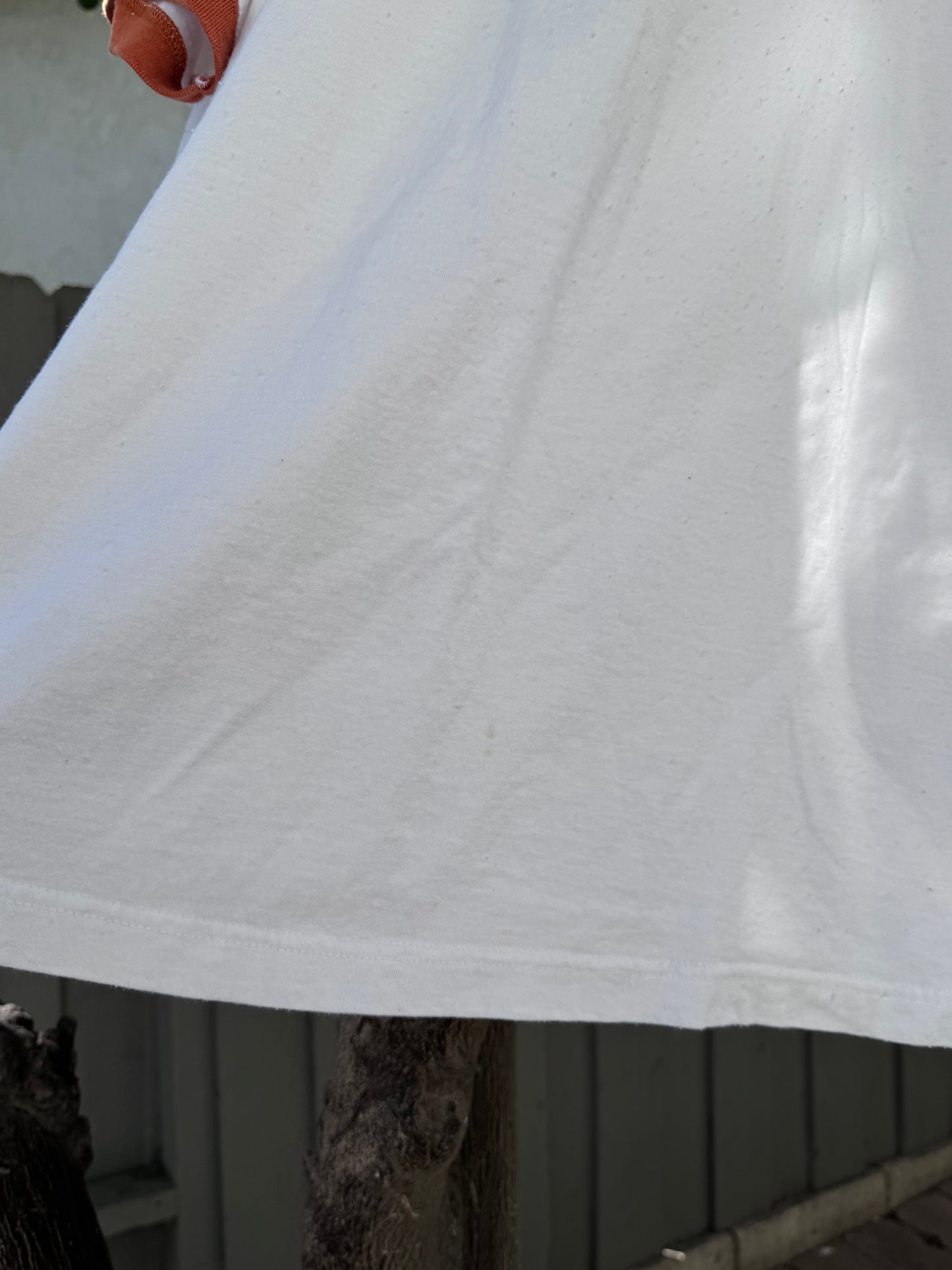 Vtg Texas Longhorns Ringer Tee Sz XL White/Orange Red Oak Sportswear