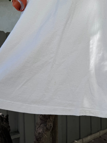 Vtg Texas Longhorns Ringer Tee Sz XL White/Orange Red Oak Sportswear