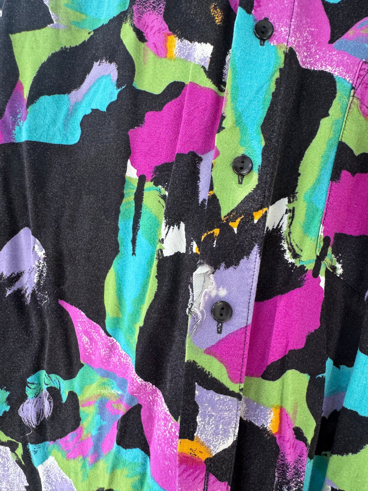 Vtg Perruzo Uomo Abstract Rayon Shirt 80s/90s Sz L