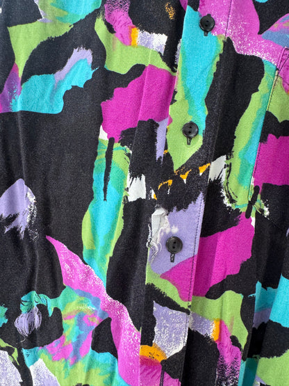 Vtg Perruzo Uomo Abstract Rayon Shirt 80s/90s Sz L