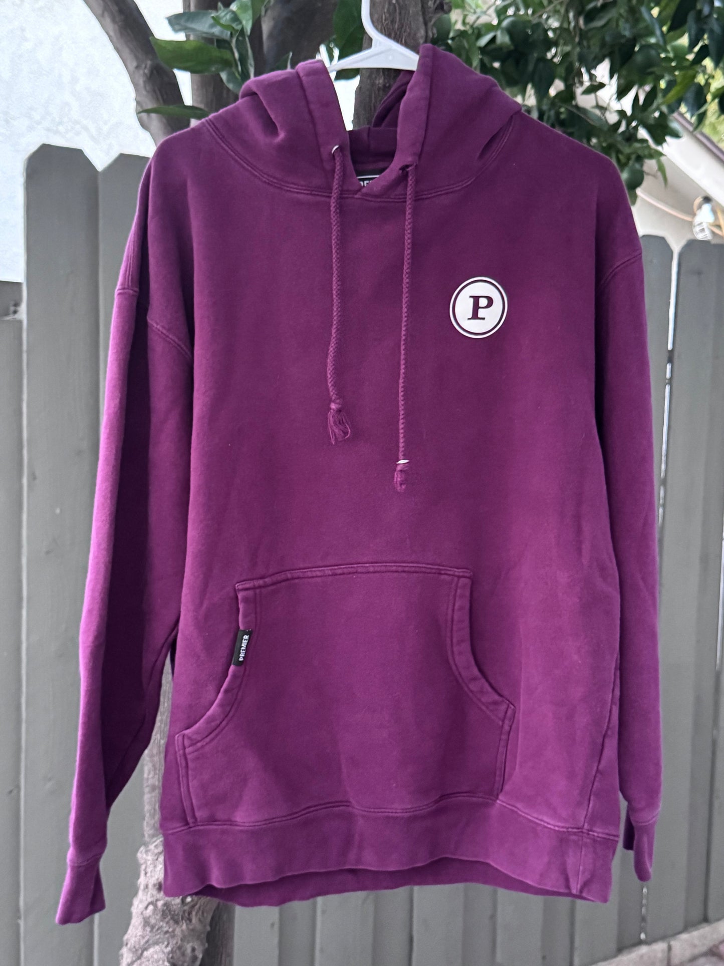Premier Plum “P Logo” Graphic Hoodie – Size Large