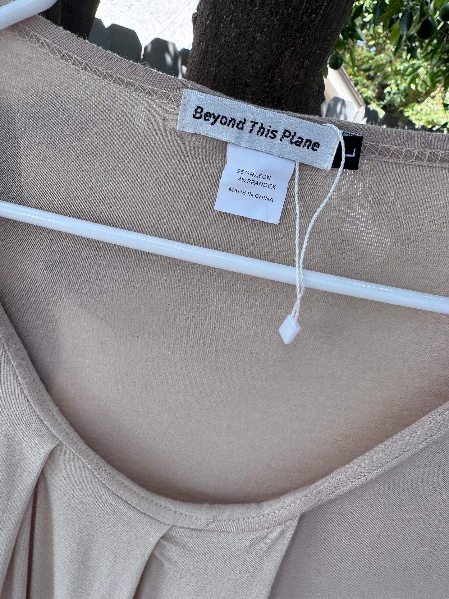 NEW Beyond This Plane Beige Pleated Swing Dress – Size L