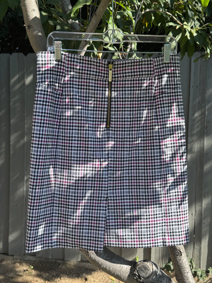 Michael Kors Plaid Pencil Skirt with Gold Zipper Sz M