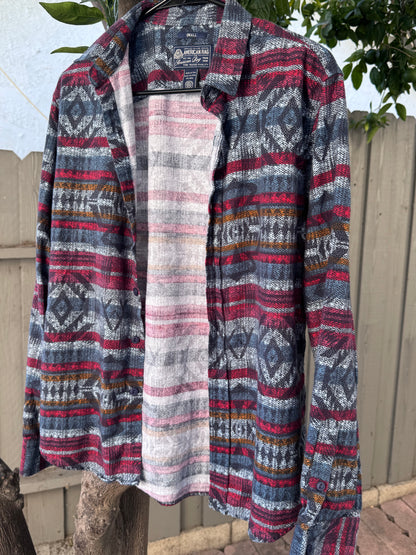 American Rag Southwestern Aztec Flannel Button-Up Shirt Sz S