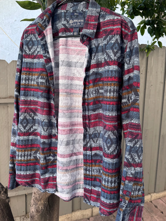American Rag Southwestern Aztec Flannel Button-Up Shirt Sz S