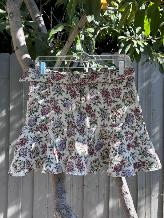 Sofie the Label Floral Tapestry Ruffle Mini Skirt – Size M