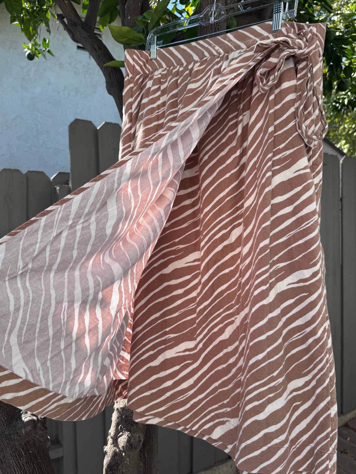 A New Day Zebra Print Brown & White Wrap Skirt Sz XL