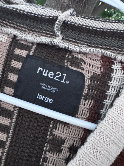 Rue21 Multi-Color Knit Hoodie Sweater – Size Large