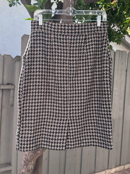 Vtg 1980s Diane von Furstenberg Houndstooth Skirt Sz 12 (Modern 8–10)