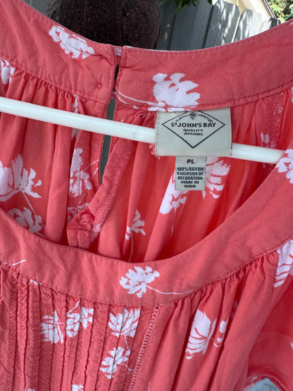 St. John’s Bay Coral Floral Peasant Top – Sz Petite L