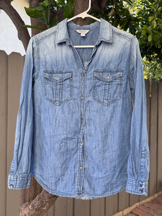 Arizona Jean Co. Chambray Denim Button-Up Shirt Sz S